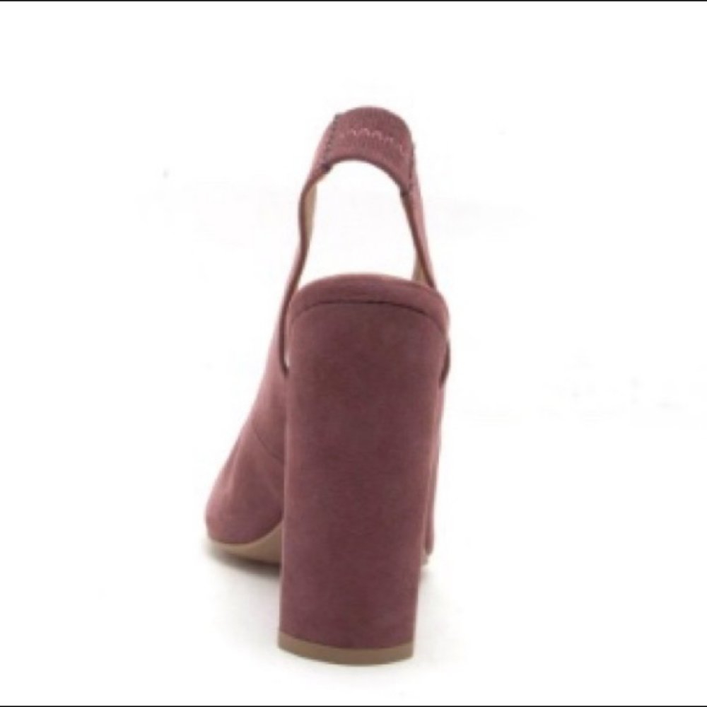 Mauve Faux Suede Slingback Heels - Picture 2 of 7